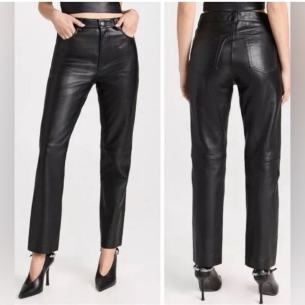 Reformation Veda Black Lamb Leather Pants Size 10